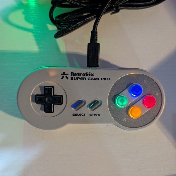 Transparent Clear Red Super Nintendo SNES Game Console SNS-001 with Green LED